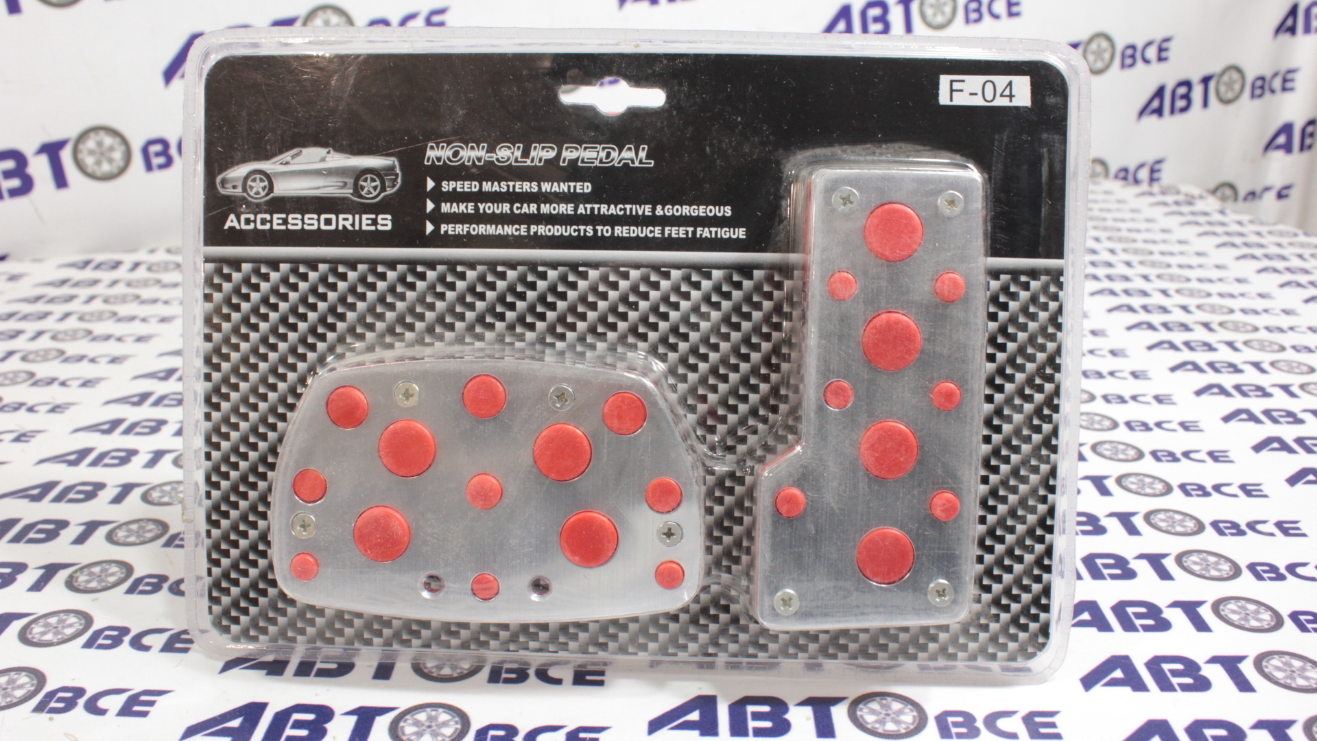 Накладка на педали автомат Gabarit 04 алюминиевая с резиновыми вставками Красные